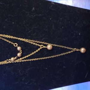 antique gold multi layer pearl necklace
